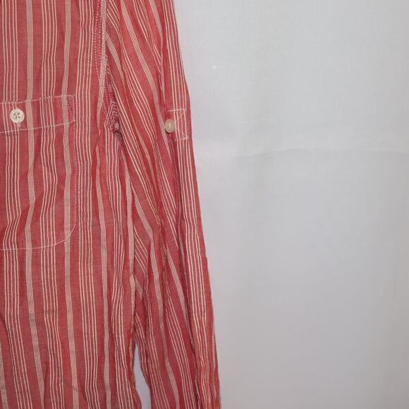 Lauren Ralph Lauren Blouse Size PXS Red white stripe, pearl buttons - Picture 3 of 13